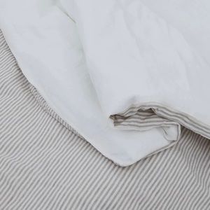 Deiji Studios Duvet Cover and Pillow Slip Set (Grey Stripe and White)